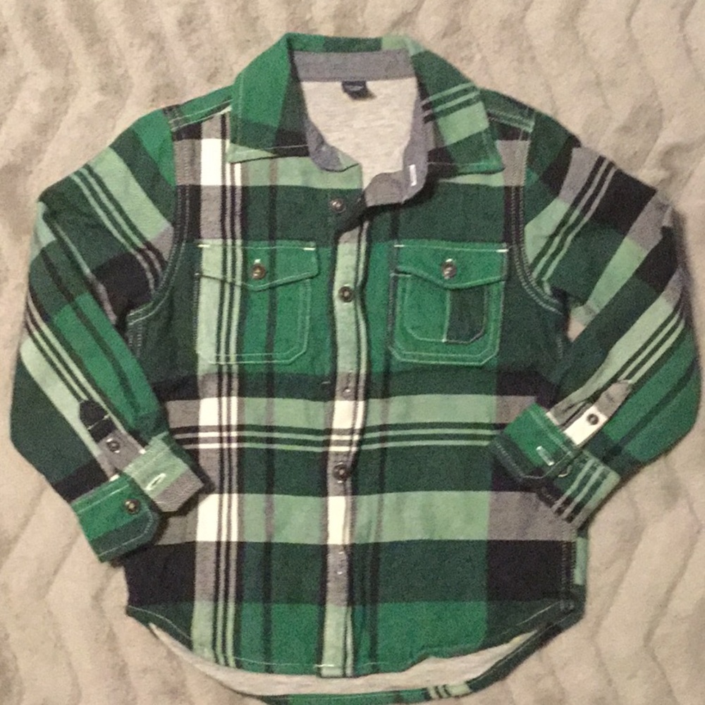 BabyGap 5 Jersey Lined Plaid Button Front Shirt
